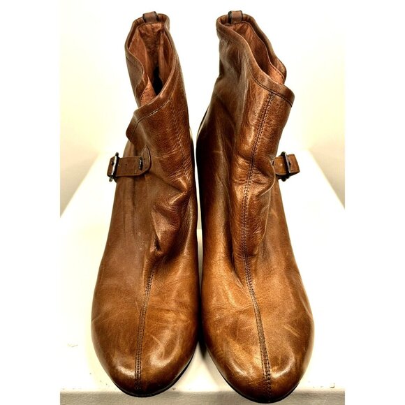 Rudsak Womens Leather Boots Wedge Ankle Strap Buckle Fold Over Brown Size 6.5 - Picture 2 of 14